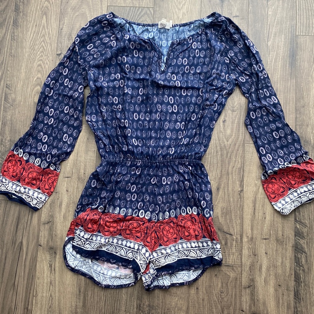 Patterned Long Sleeve Romper